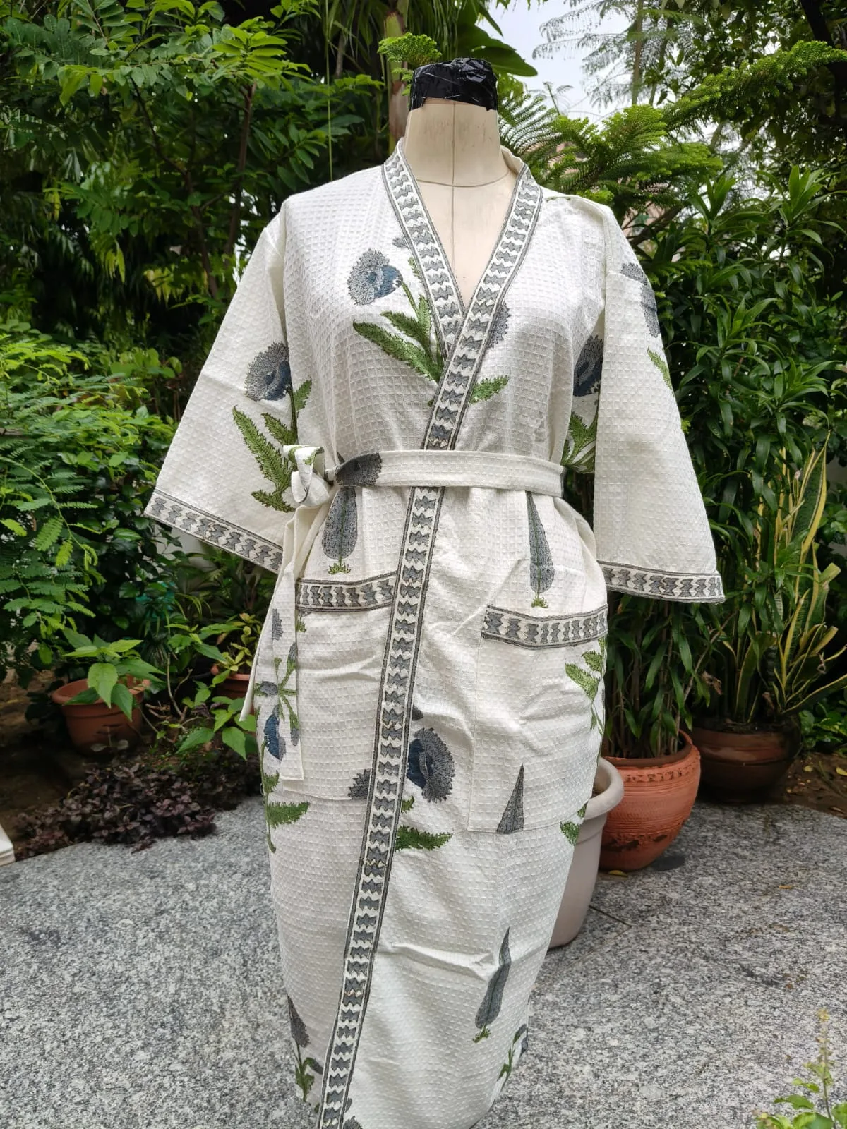 Slate Poppy Garden Adult Waffle Bathrobe original product photograph
