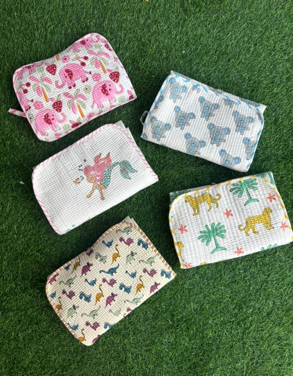 Mixed Print Adventure Handblock Kids Bedding Set original product photograph