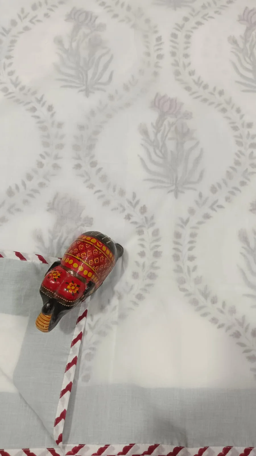 Dove Grey Kamal Vine Reversible Hand-Block Dohar original product photograph