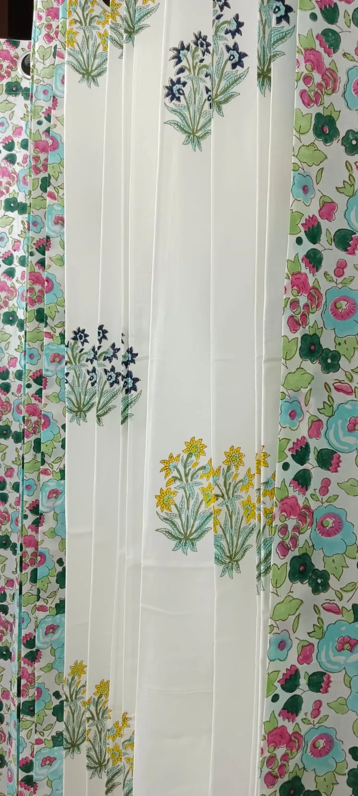 Aqua Rani Floral & Mustard Bouquet Pure Cotton Curtains original product photograph