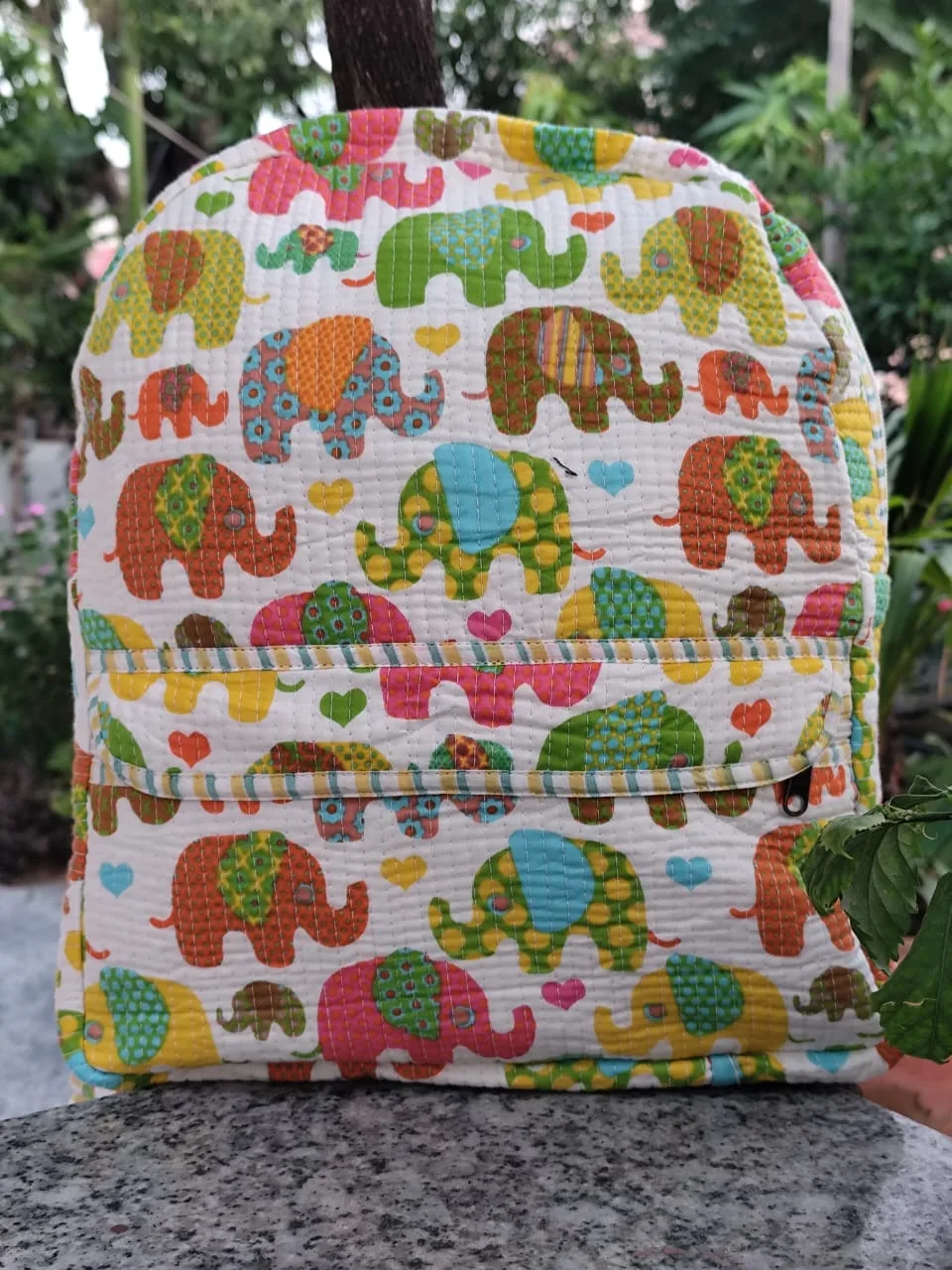 Elephant Carnival Quilted Kids Backpack original product photograph