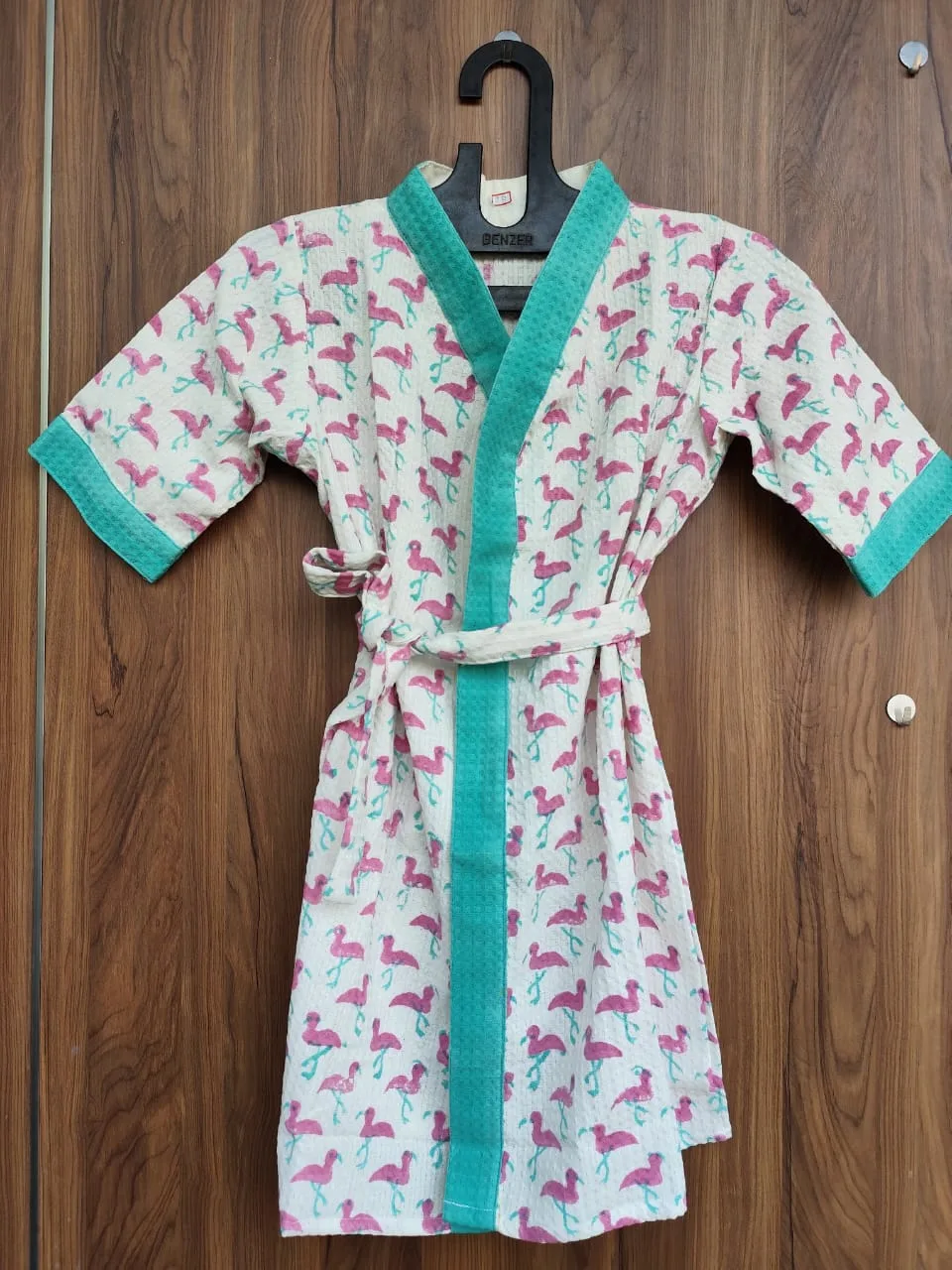 Pink Flamingo Flock Kids Waffle Bathrobe original product photograph