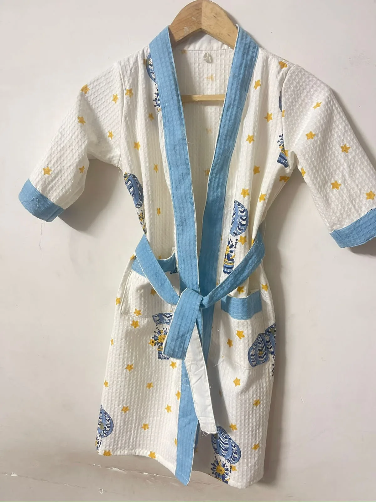 Starry Blue Medallion Kids Waffle Bathrobe original product photograph