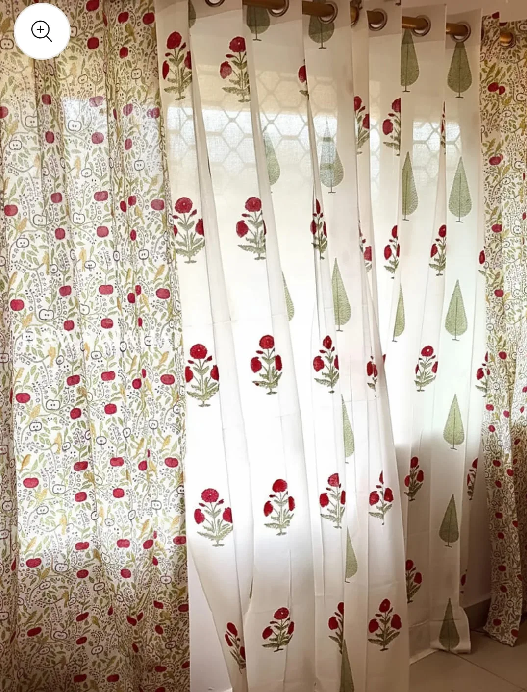 Crimson Berry Meadow & Cypress Coordinated Pure Cotton Curtains original product photograph