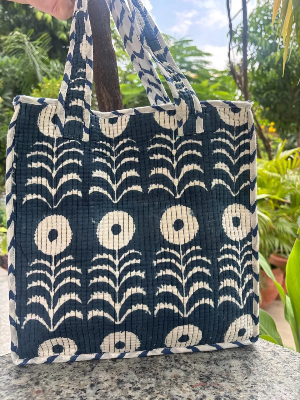 Midnight Fanflower Quilted Lunch Bag original product photograph