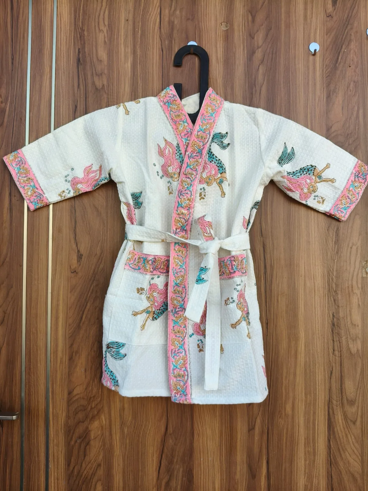 Ivory Mermaid Garden Kids Waffle Bathrobe original product photograph