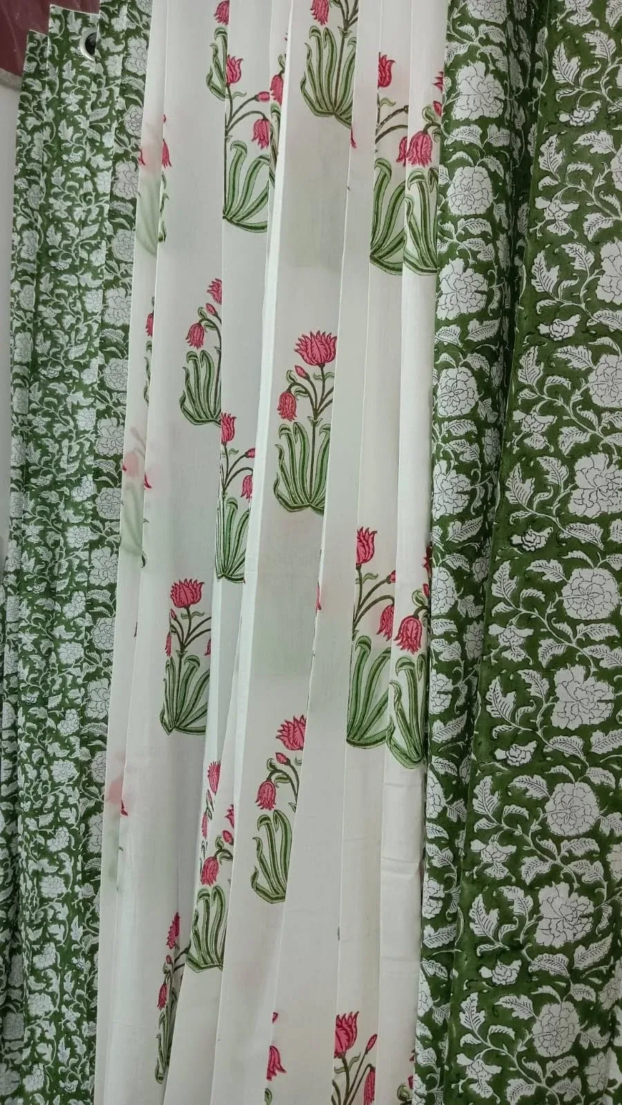 Forest Floral Jaal & Rani Lotus Coordinated Pure Cotton Curtains original product photograph