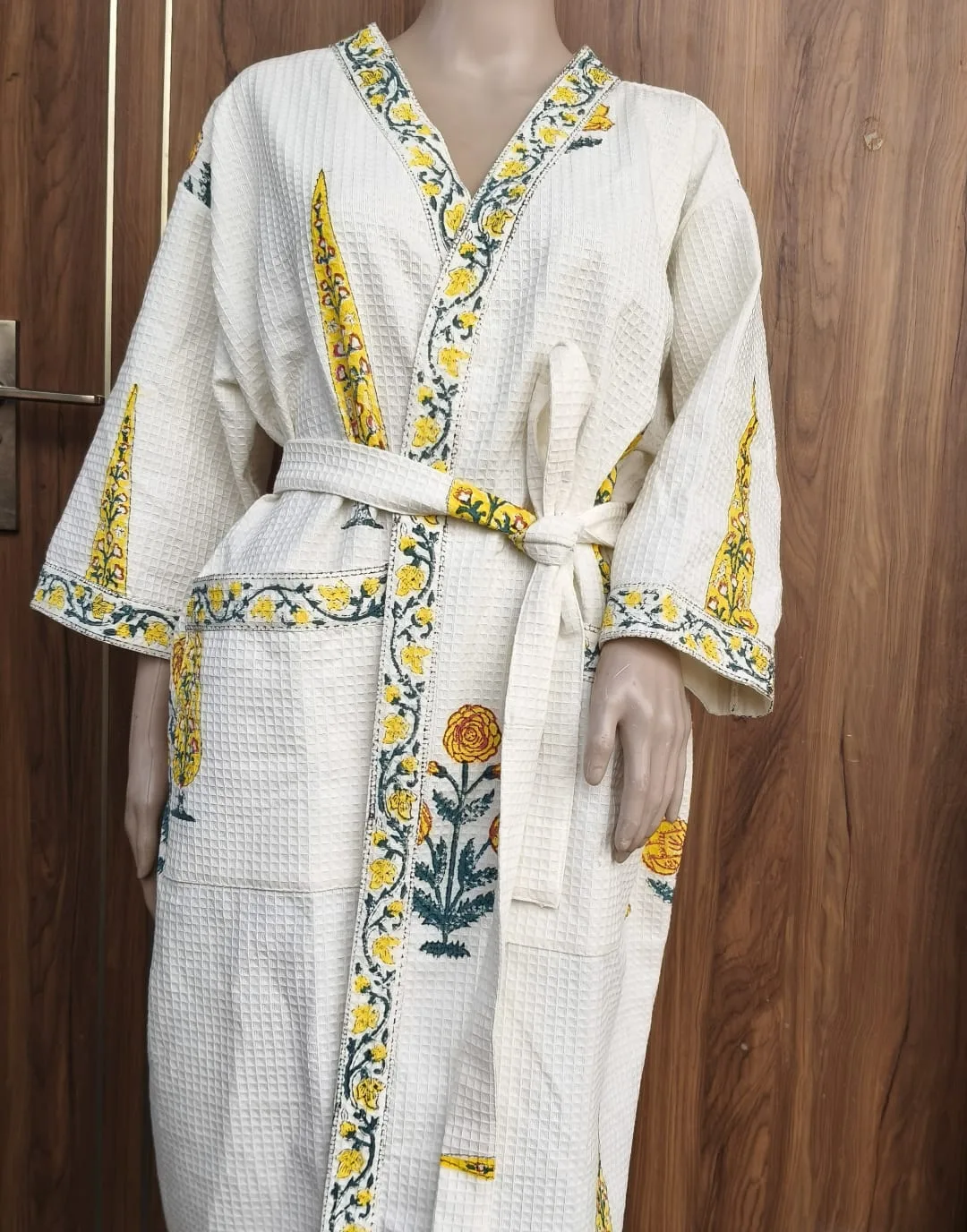 Mustard Cypress Garden Adult Waffle Bathrobe original product photograph