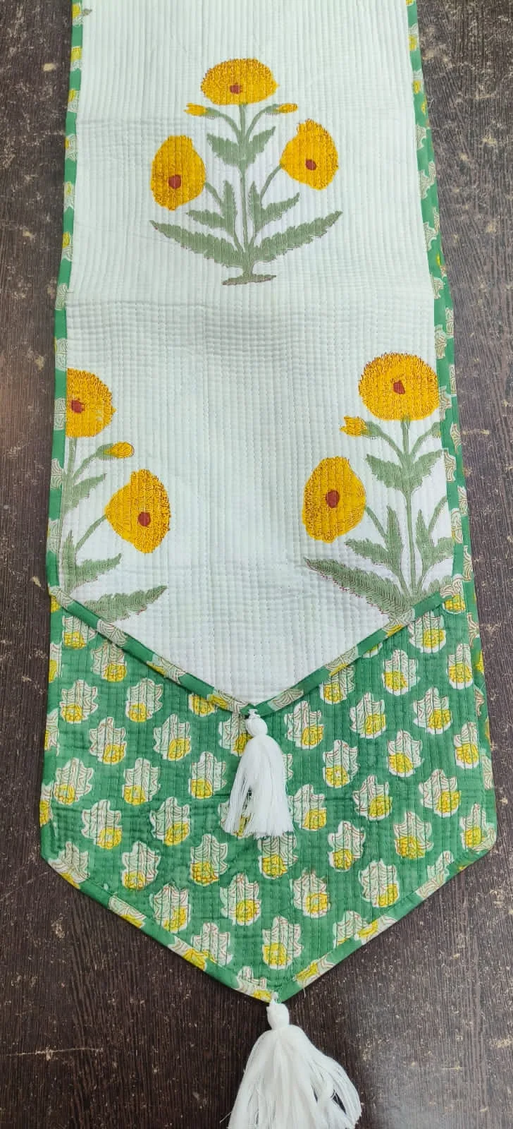 Mustard Poppy Bouquet Reversible Quilted Table Runner original product photograph
