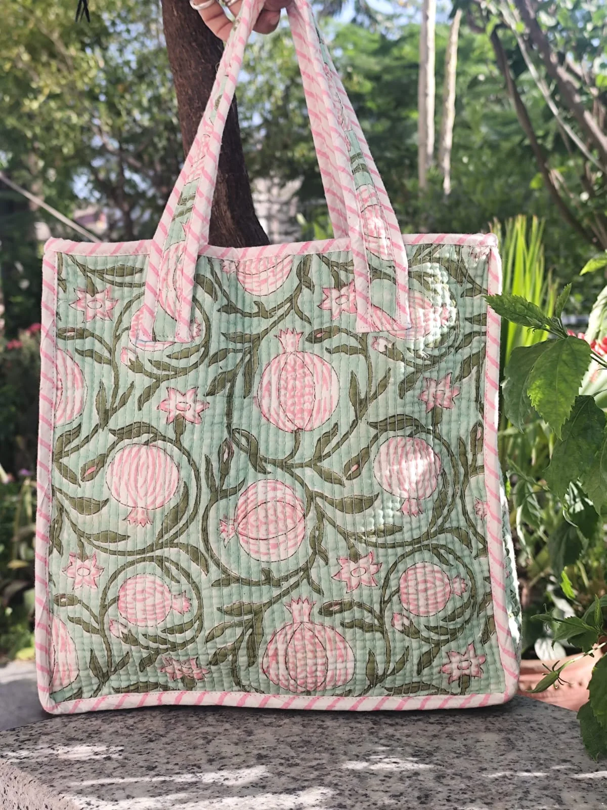 Blush Pomegranate Trail Quilted Lunch Bag original product photograph