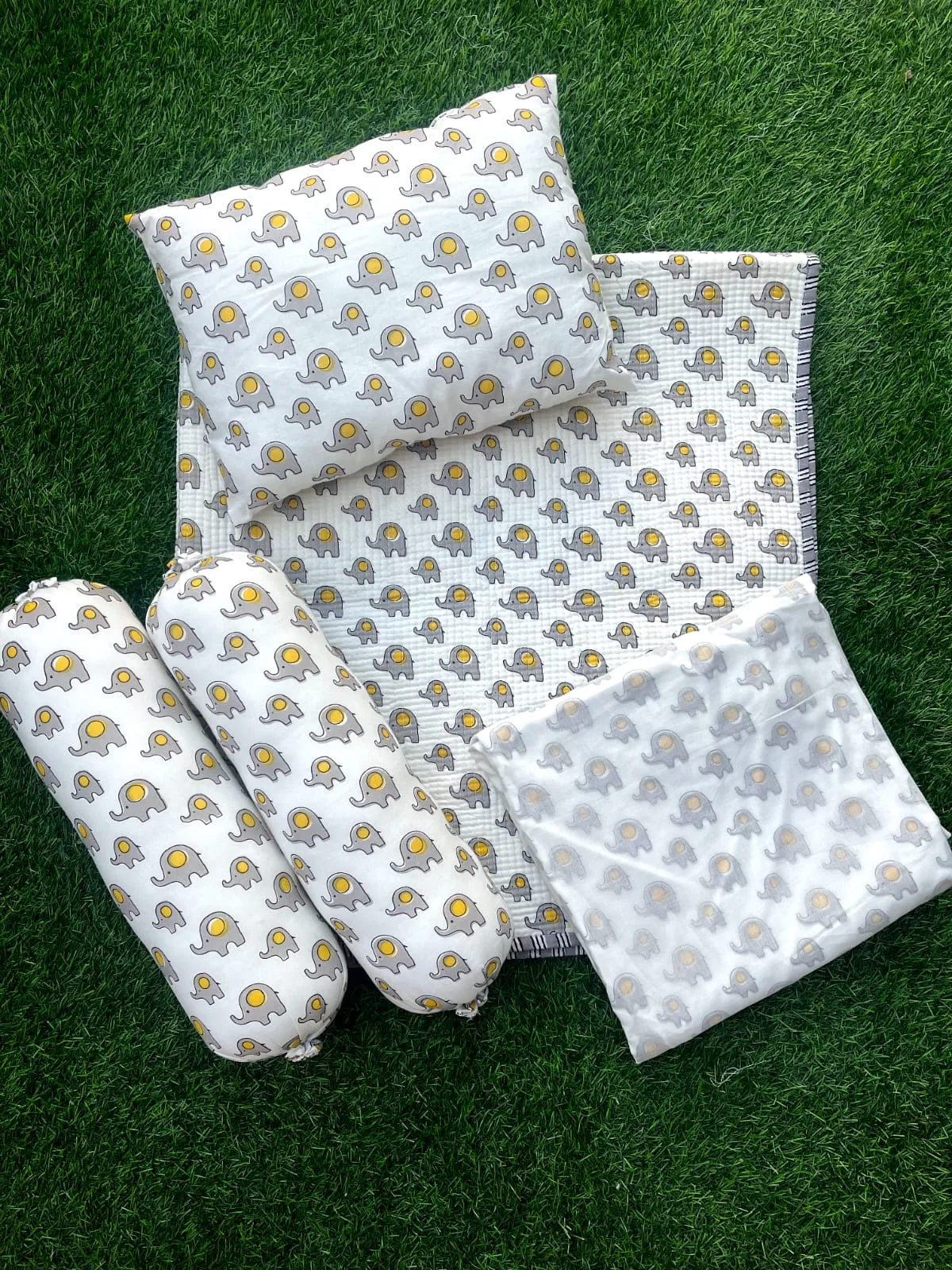Olive Flower Garden Handblock Kids Bedding Set original product photograph