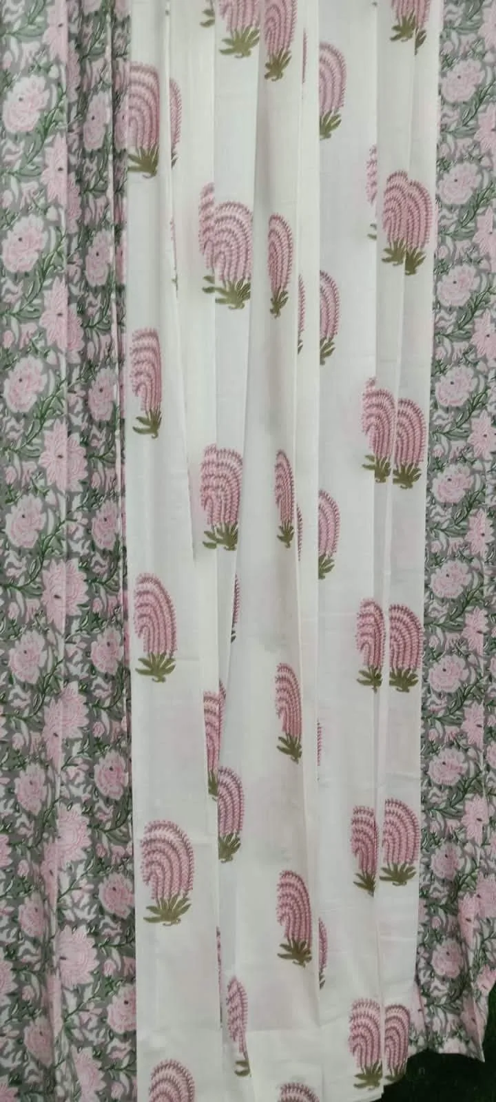 Blush Gulmohar & Floral Vine Pure Cotton Curtains original product photograph