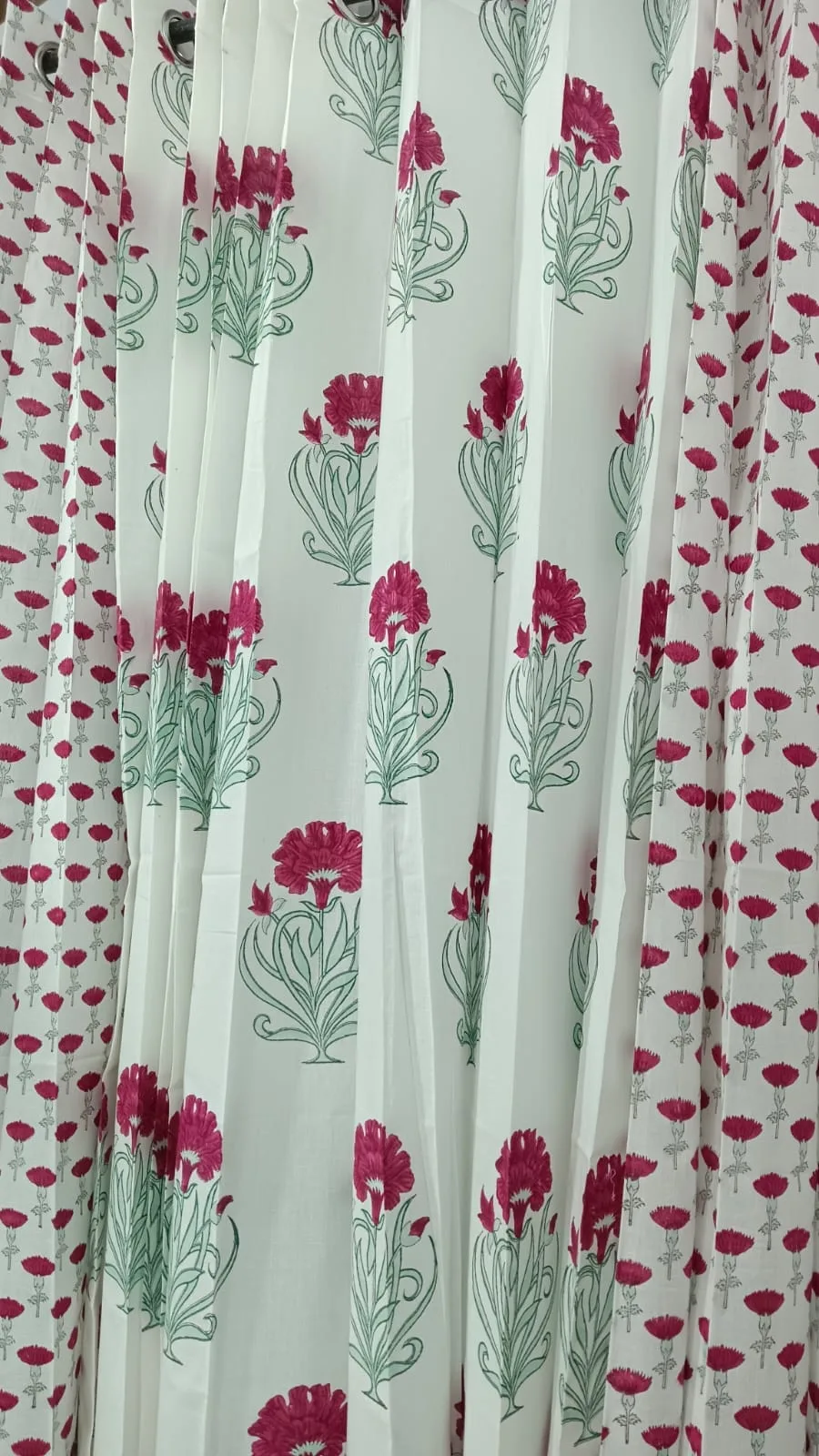 Rani Flower Sprig & Carnation Scroll Pure Cotton Curtains original product photograph