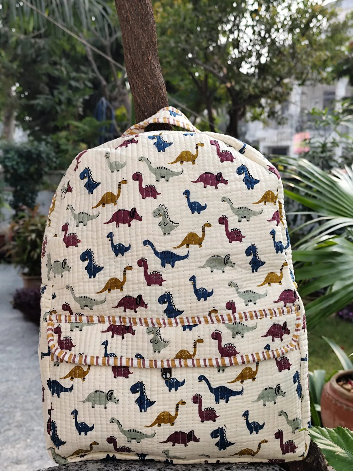 Cream Dino Discovery Quilted Kids Backpack original product photograph