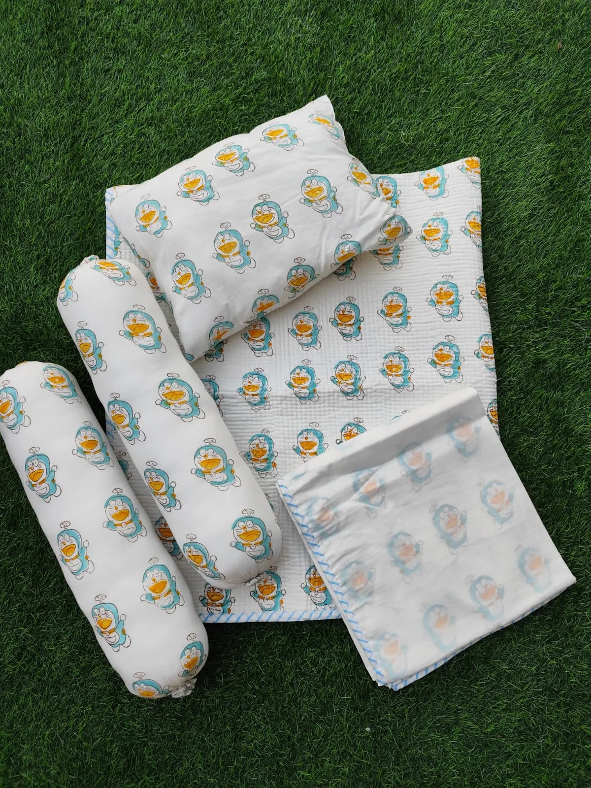 Doraemon Playtime Handblock Kids Bedding Set original product photograph
