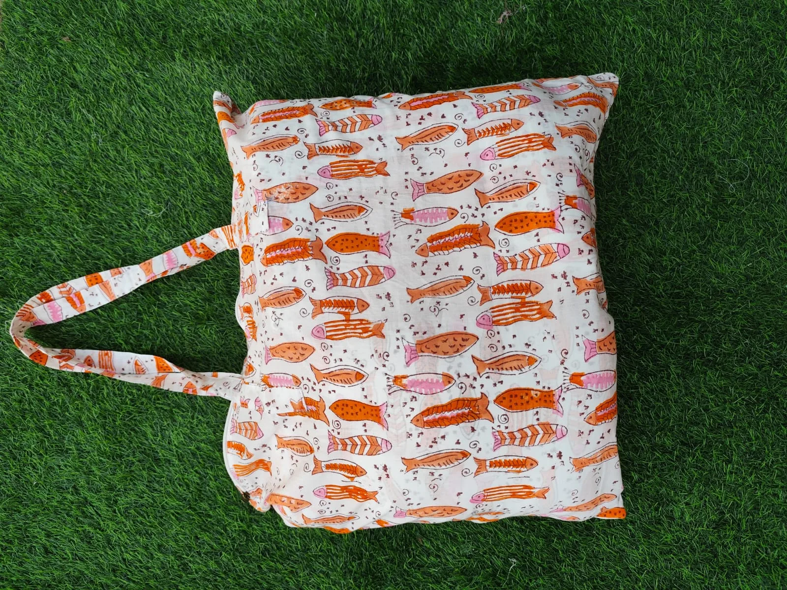 Tangerine Fish School Handblock Kids Bedding Set original product photograph