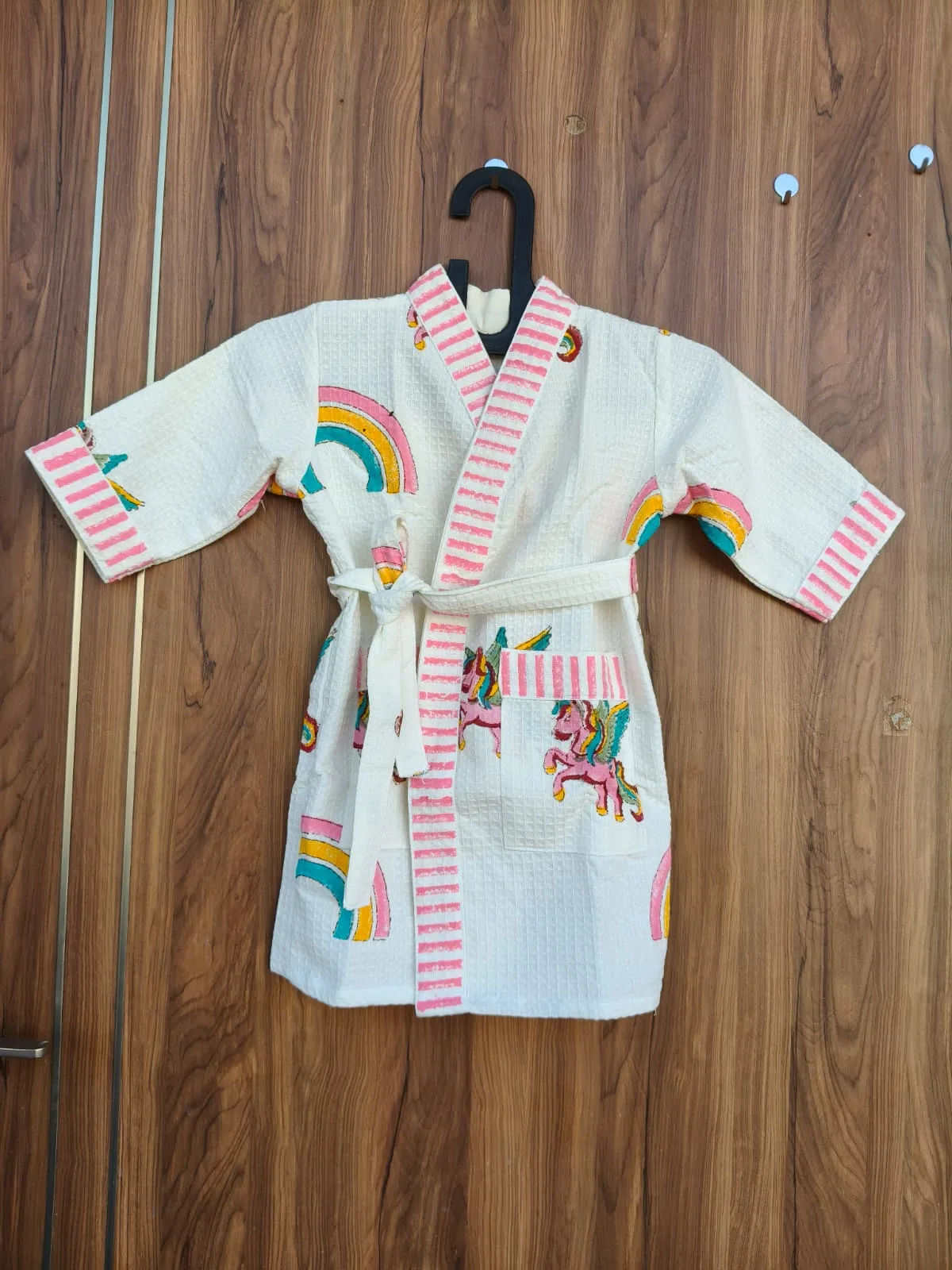 Rainbow Unicorn Dream Kids Waffle Bathrobe original product photograph