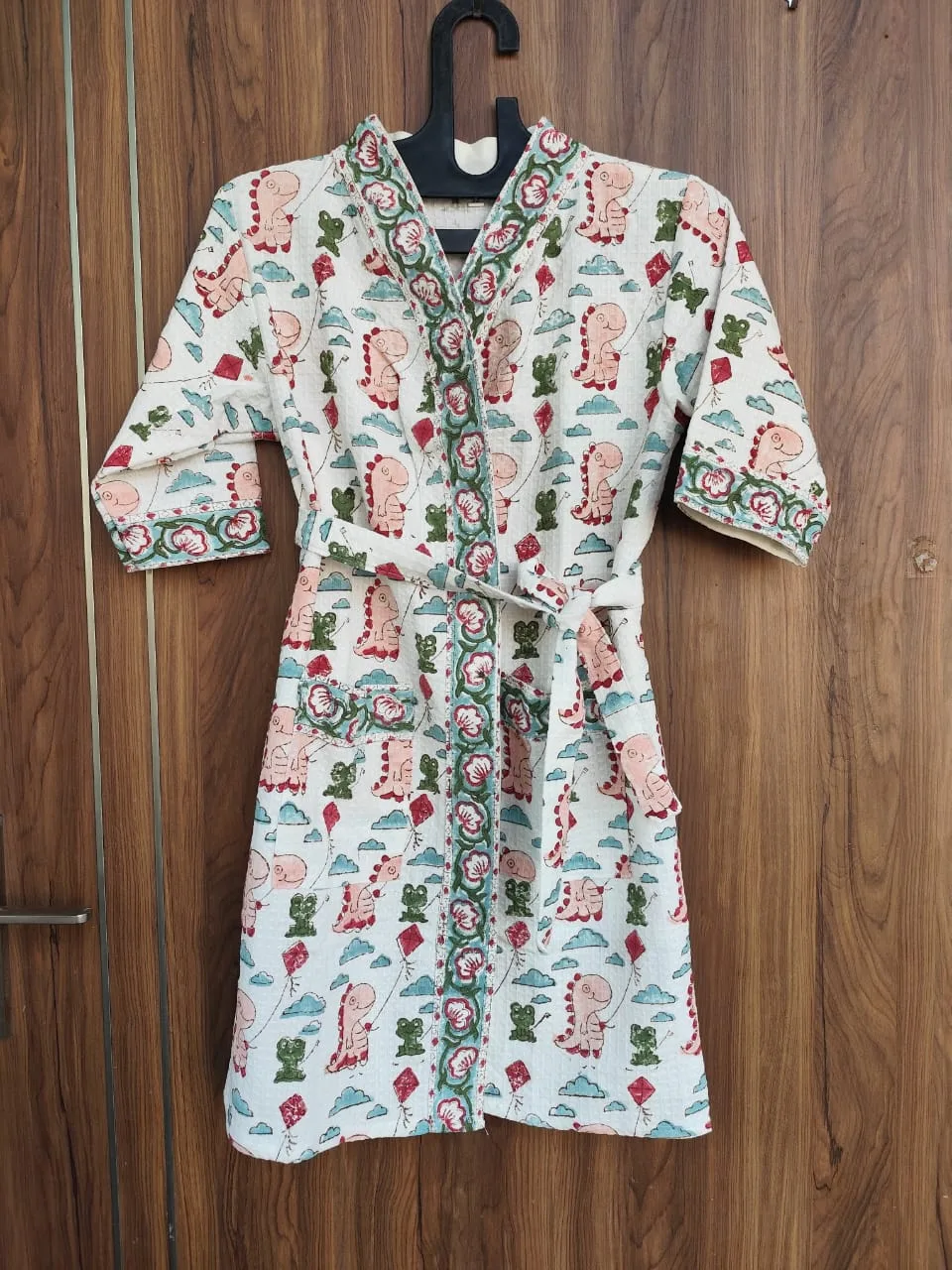 Dino Kite Adventure Kids Waffle Bathrobe original product photograph