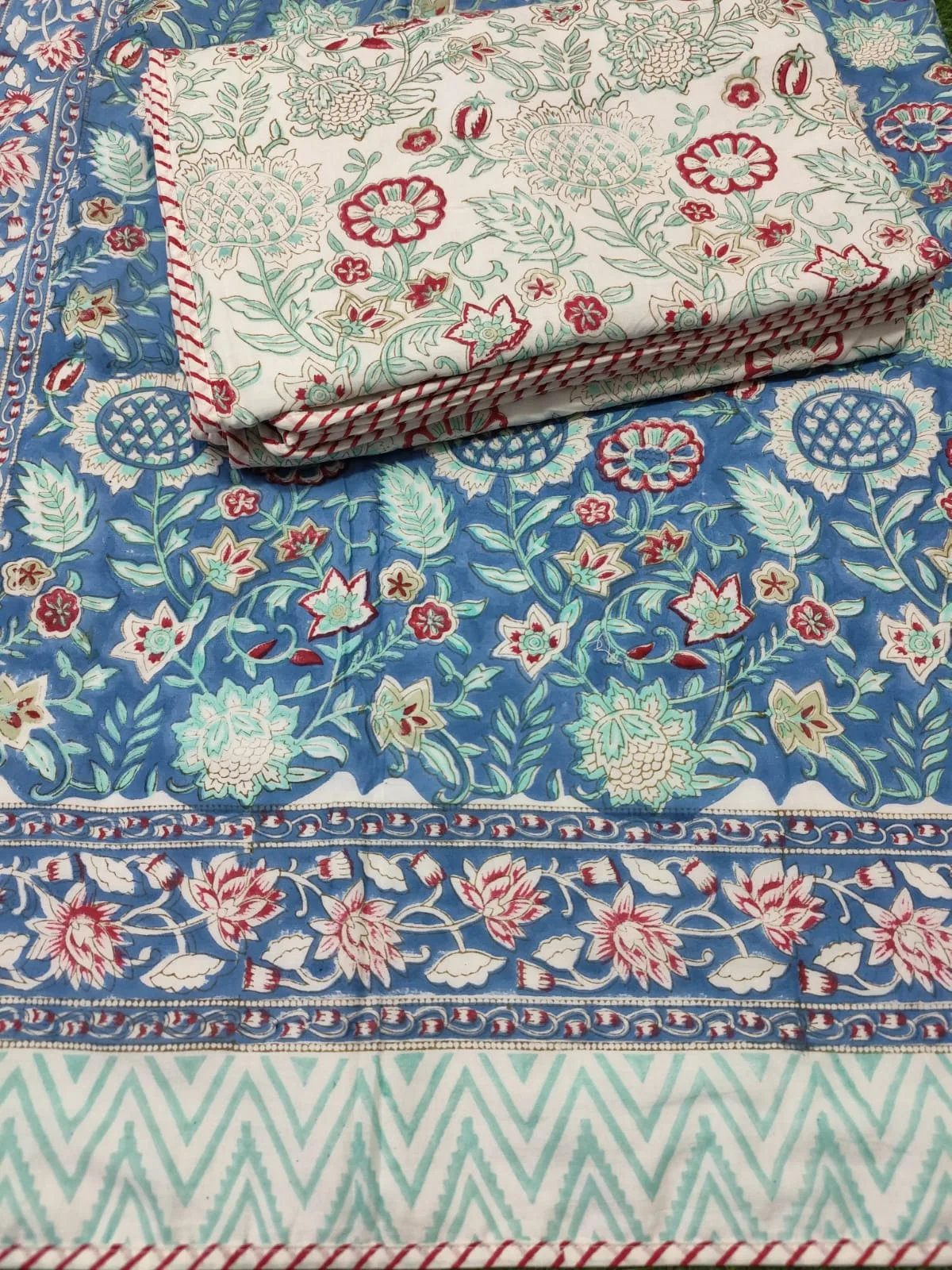 Neel Gulbagh Floral Border Reversible Hand-Block Dohar original product photograph