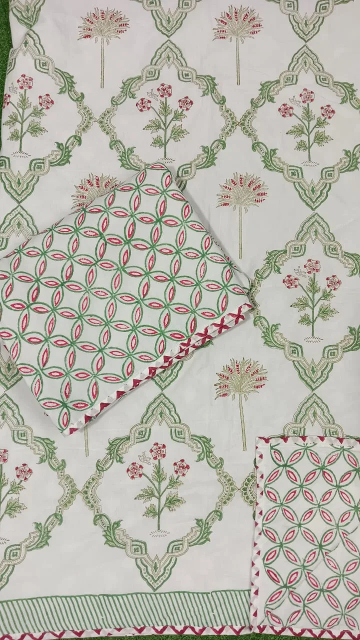 Gulabi Phool Mughal Arch Reversible Hand-Block Dohar original product photograph