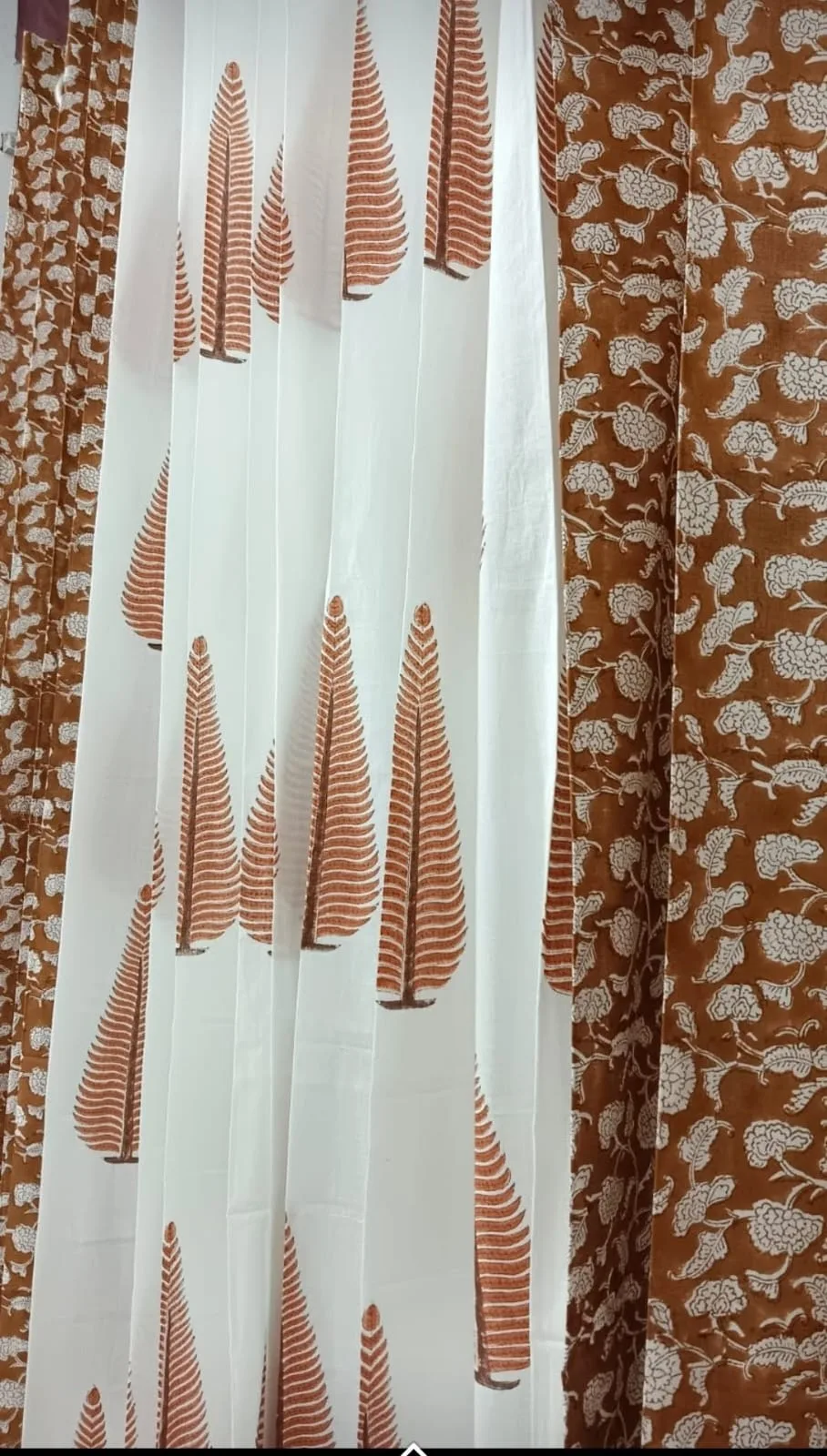 Rust Floral Vine & Fern Cypress Pure Cotton Curtains original product photograph