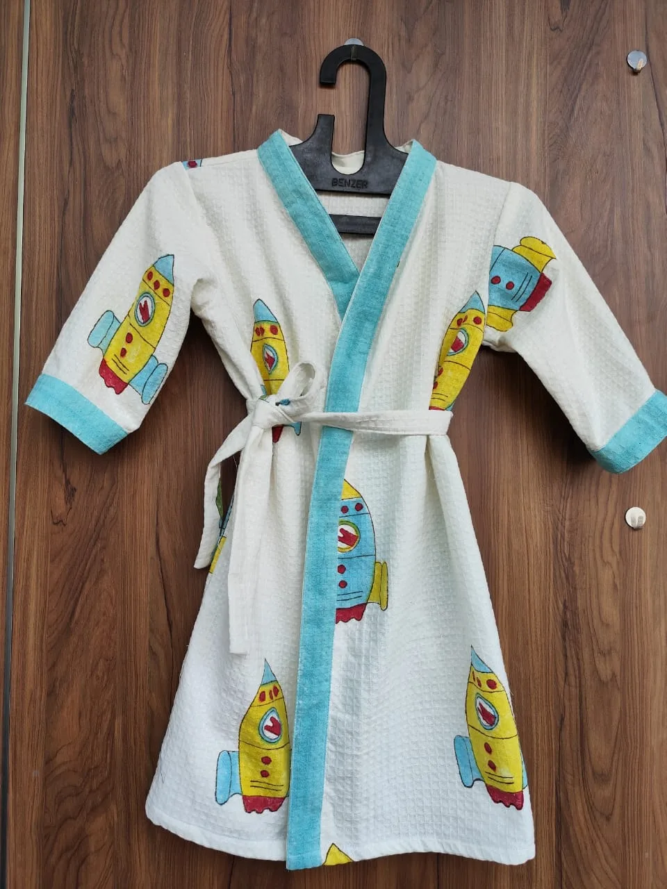 Aqua Rocket Launch Kids Waffle Bathrobe original product photograph