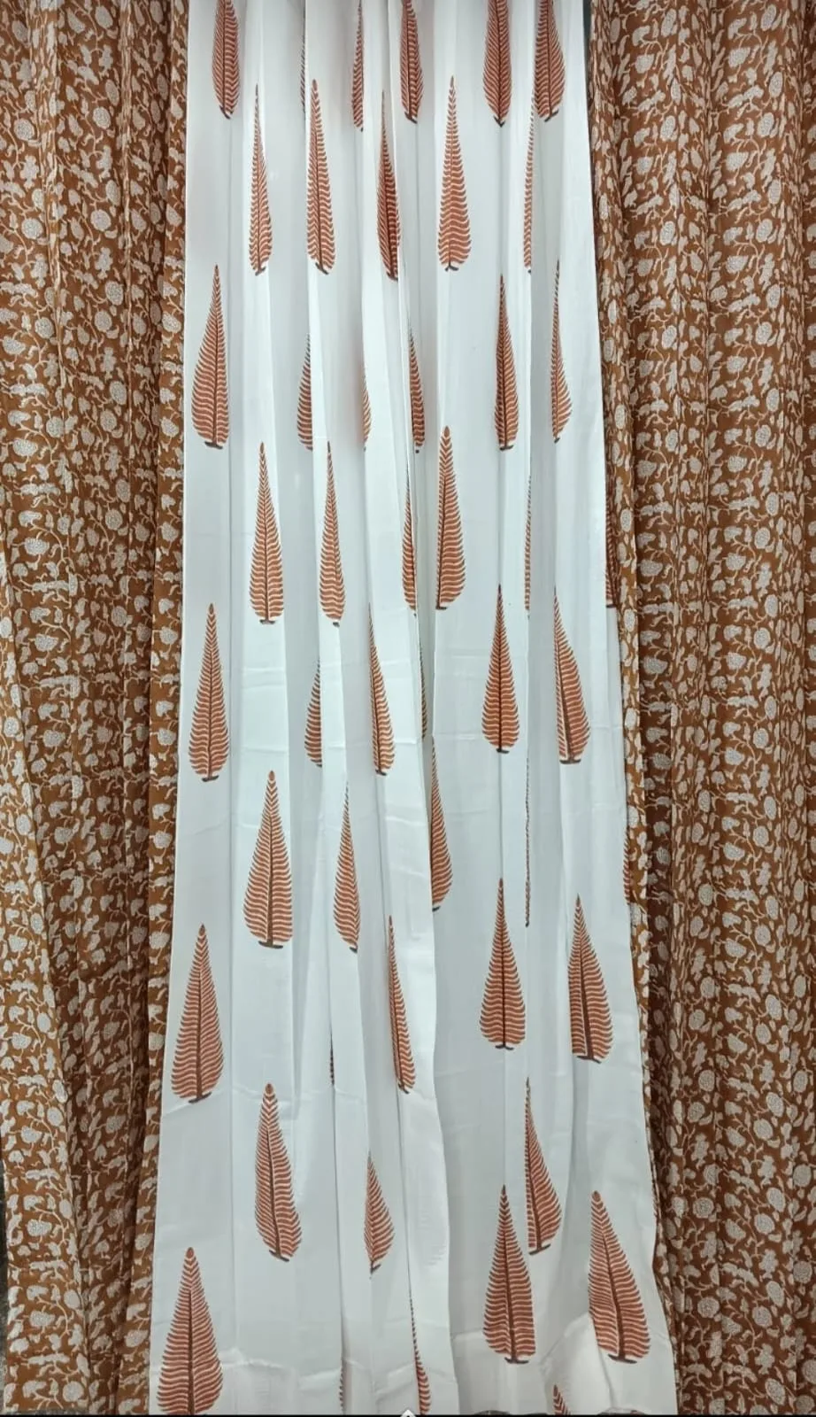 Rust Petite Floral & Fern Cypress Pure Cotton Curtains original product photograph