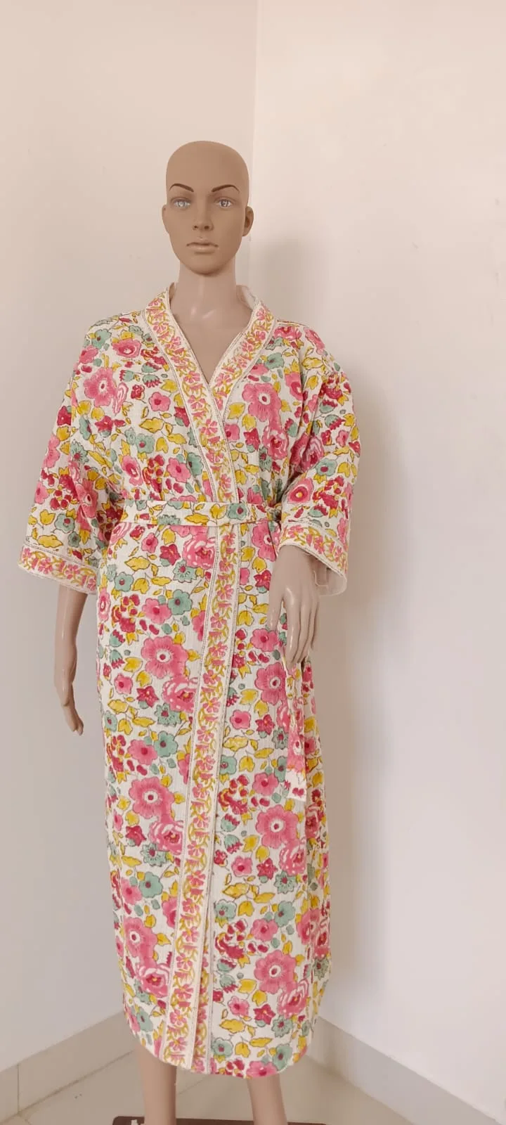 Multicolour Floral Meadow Adult Waffle Bathrobe original product photograph