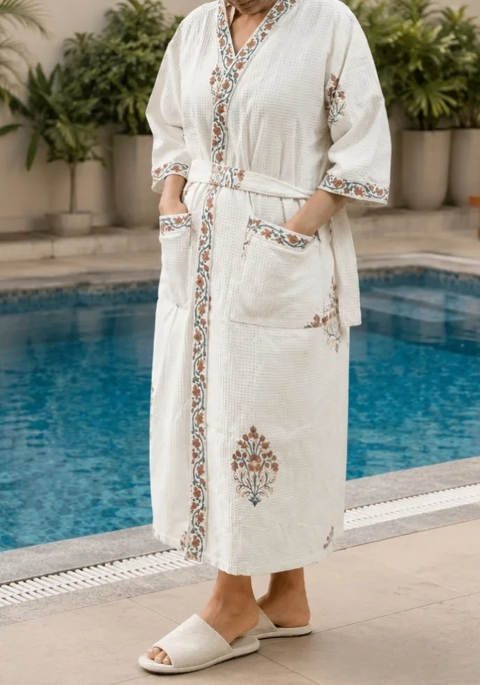 Earthy Cypress Buta Adult Waffle Bathrobe original product photograph