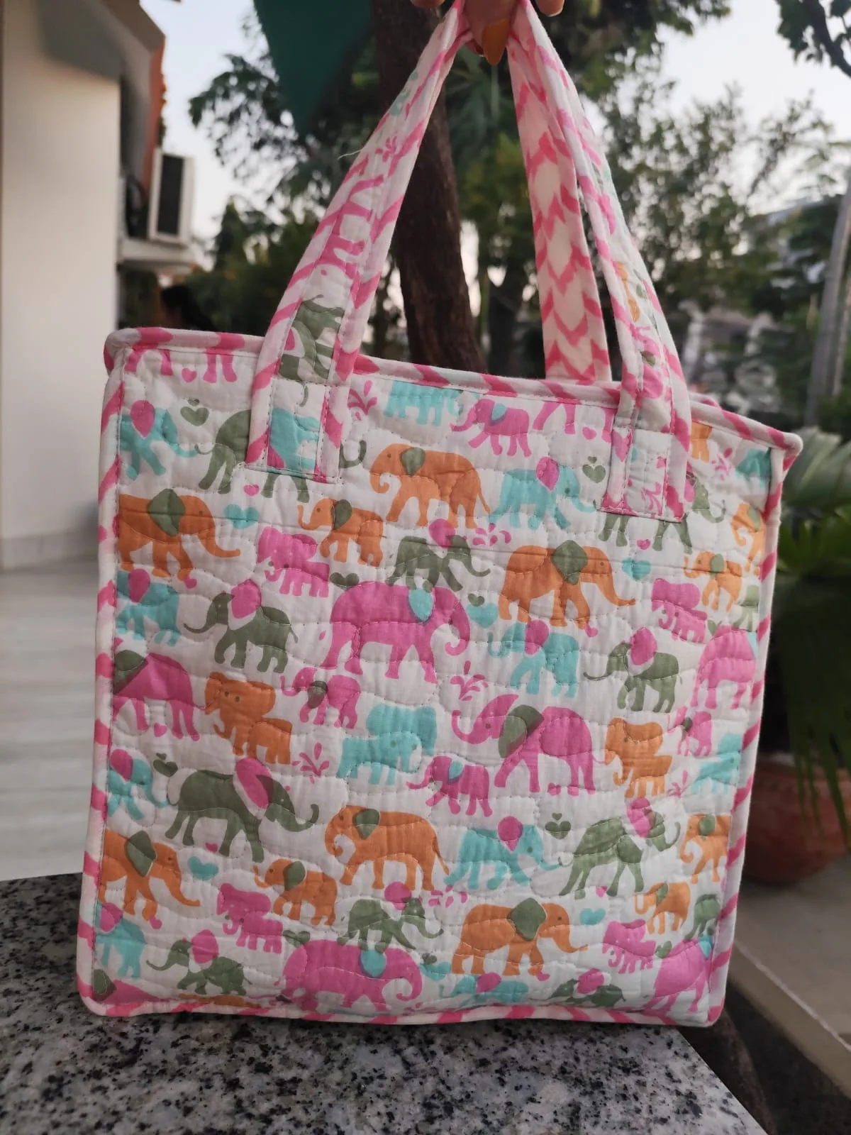 Elephant Carnival Quilted Lunch Bag original product photograph