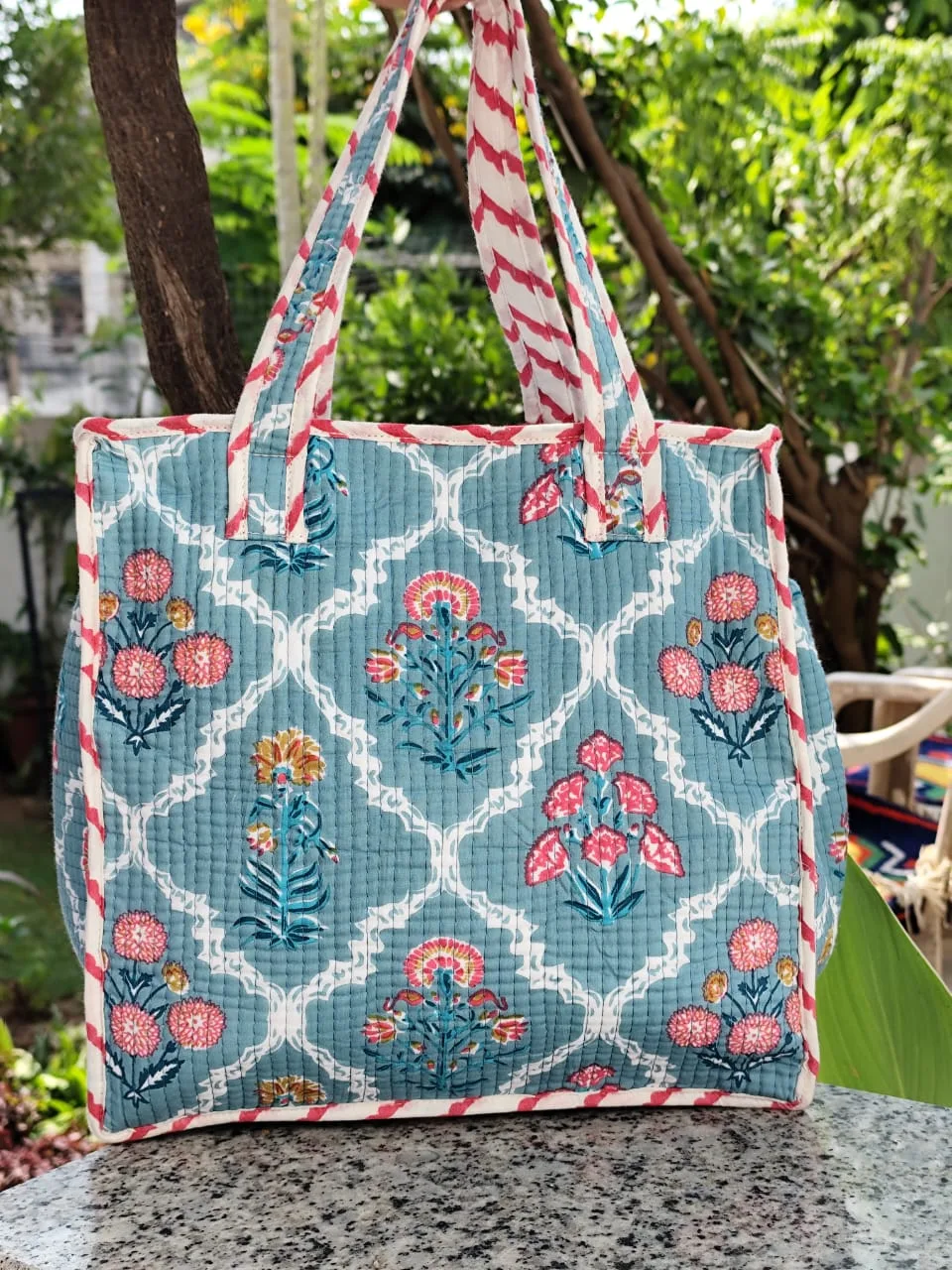 Lunch Bags & Mini Totes collection in a Jaipur-inspired home