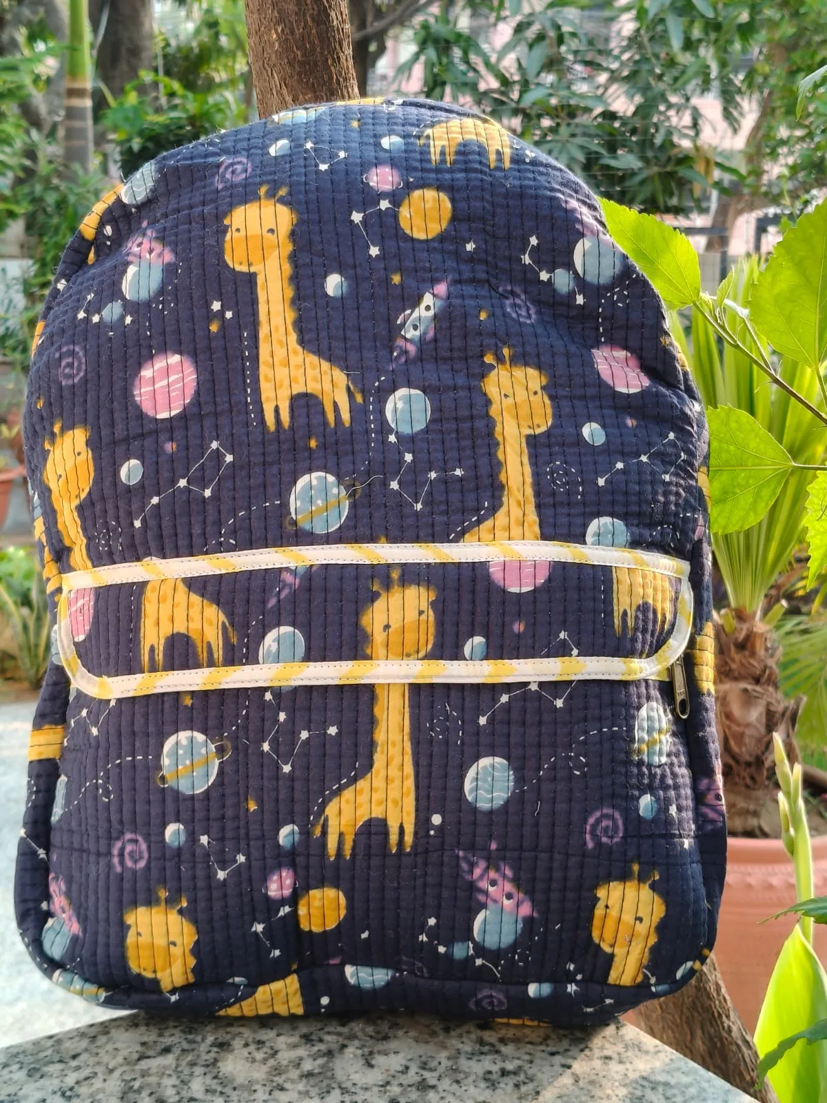 Giraffe Galaxy Quilted Kids Backpack original product photograph