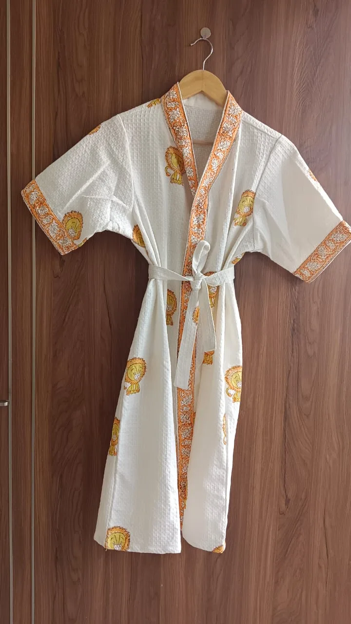 Sunshine Lion Kids Waffle Bathrobe original product photograph