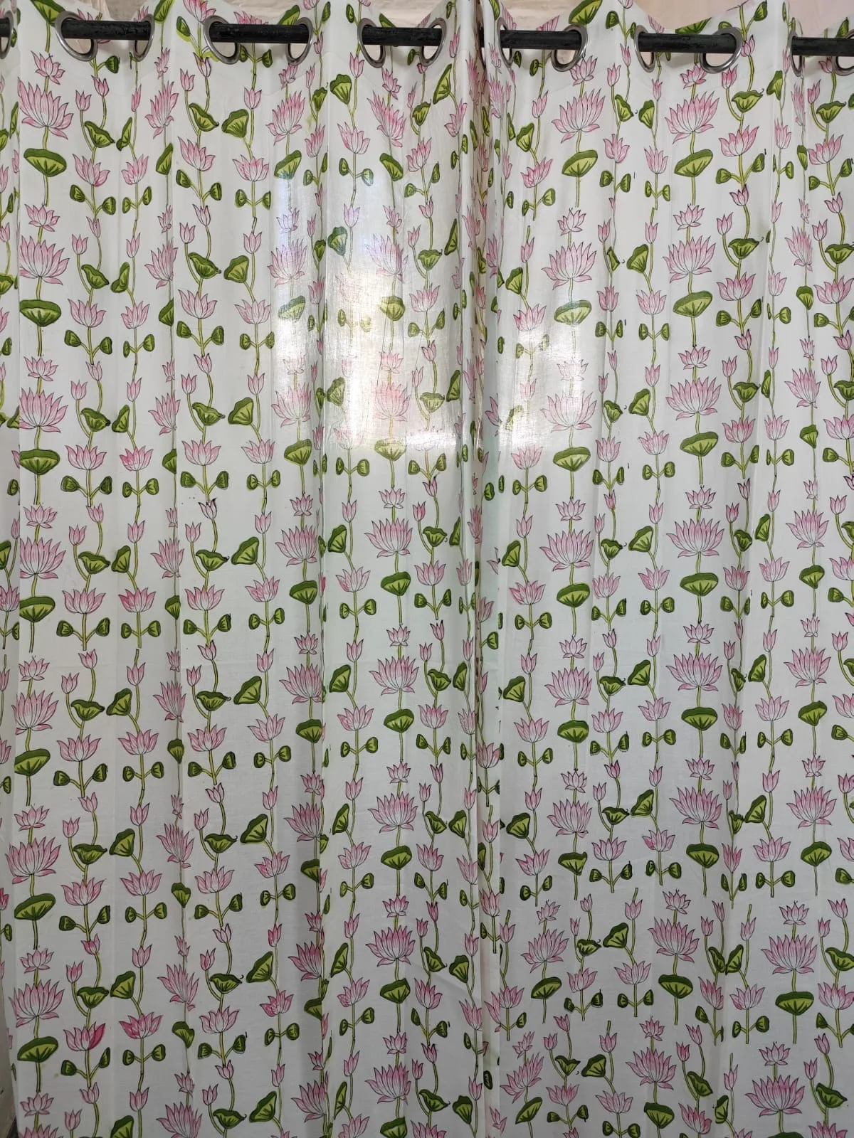 Blush Lotus Pond Pure Cotton Curtains original product photograph