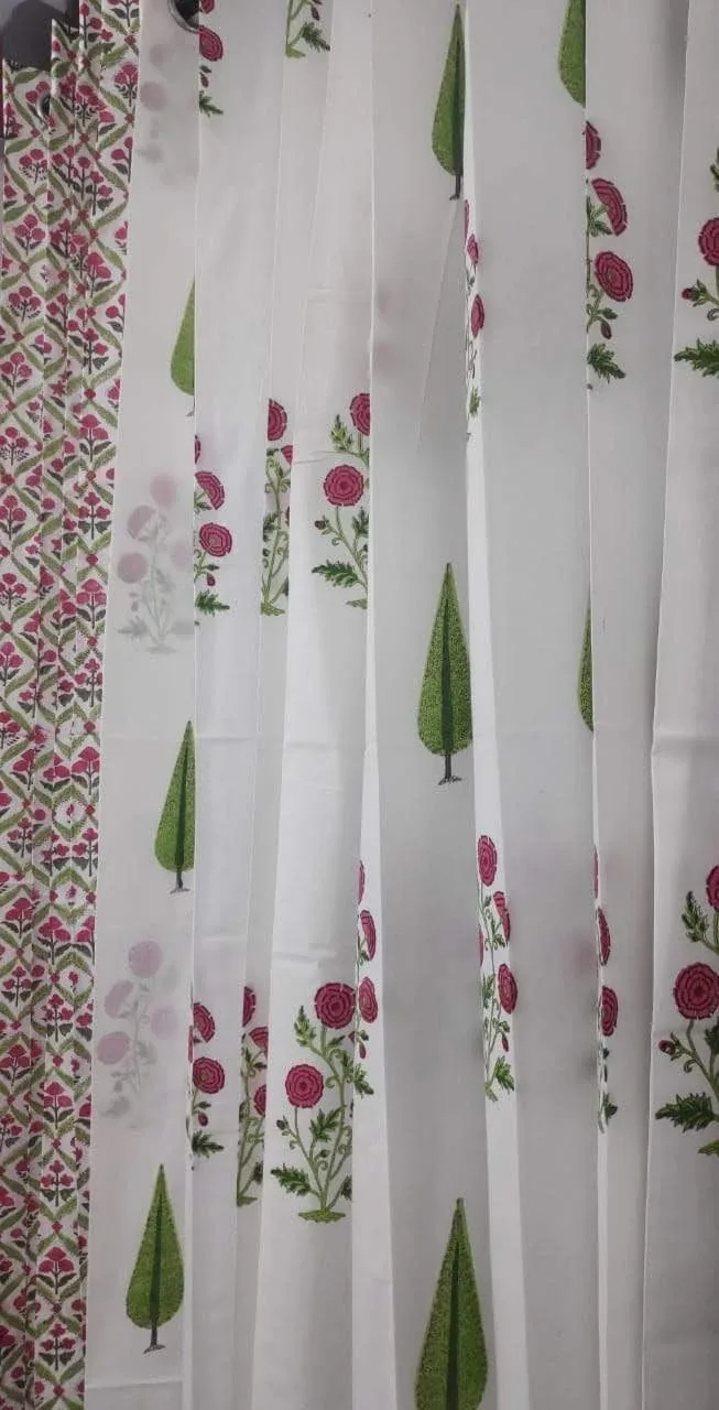 Rani Rose & Olive Cypress Coordinated Pure Cotton Curtains original product photograph
