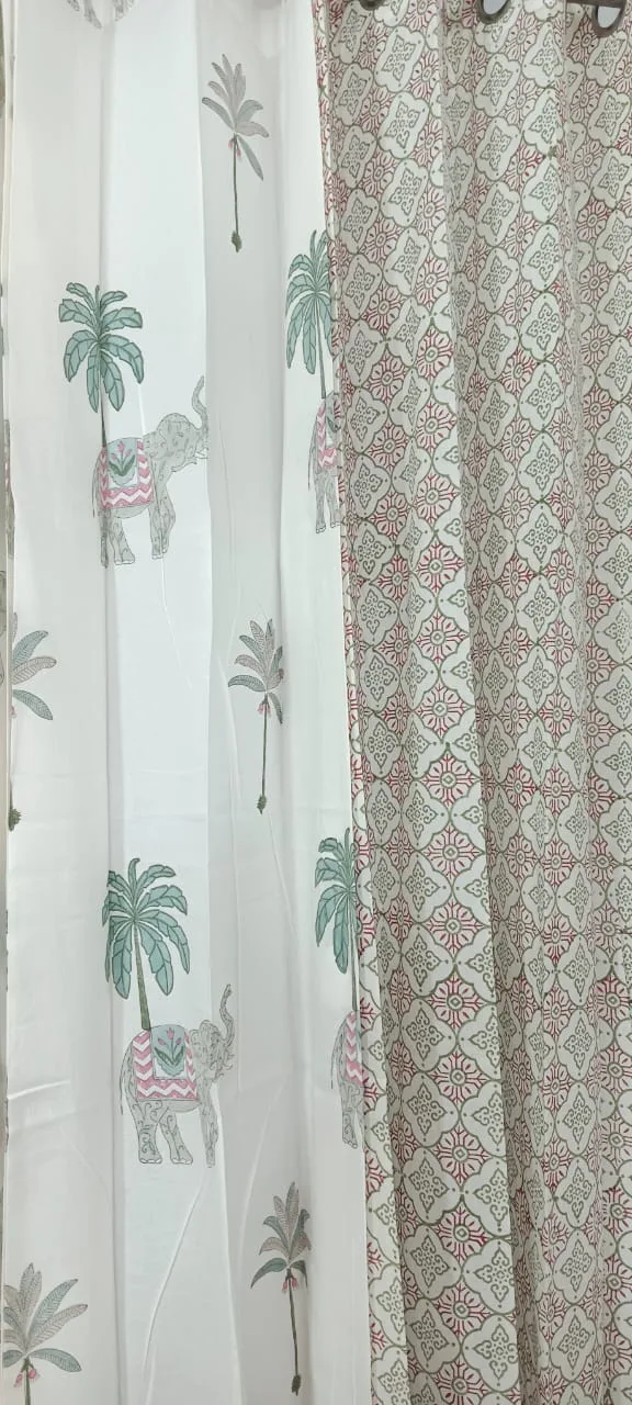 Sage Elephant & Rani Medallion Pure Cotton Curtains original product photograph