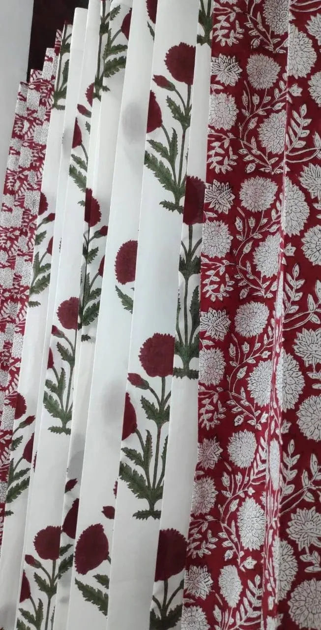 Ruby Blossom Jaal & Pomegranate Bloom Coordinated Pure Cotton Curtains original product photograph