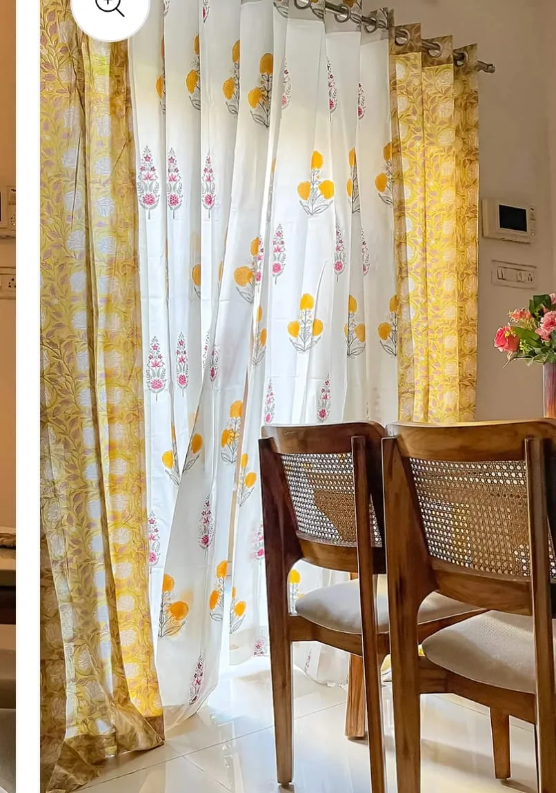 Golden Leaf & Rani Cypress Coordinated Pure Cotton Curtains original product photograph