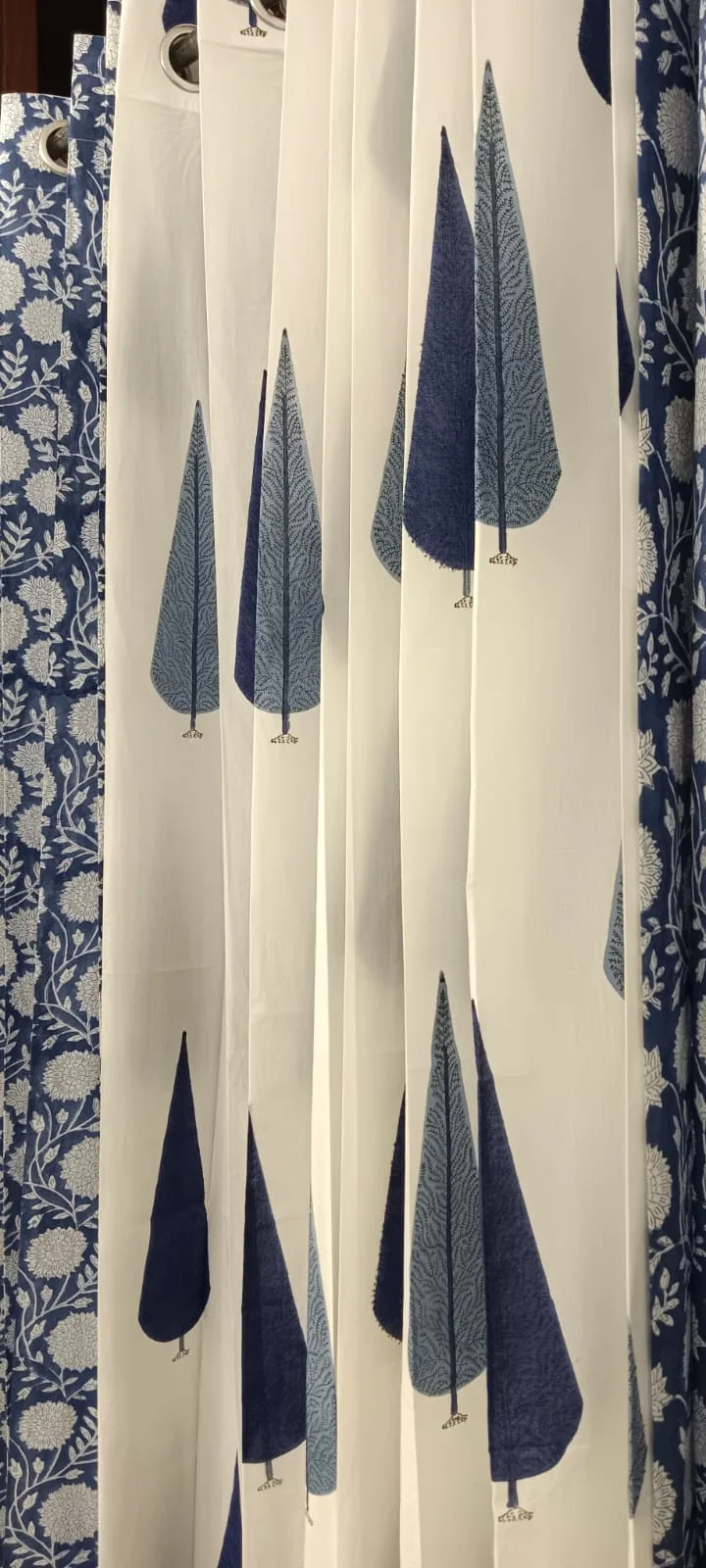 Indigo Blossom & Cypress Pure Cotton Curtains original product photograph