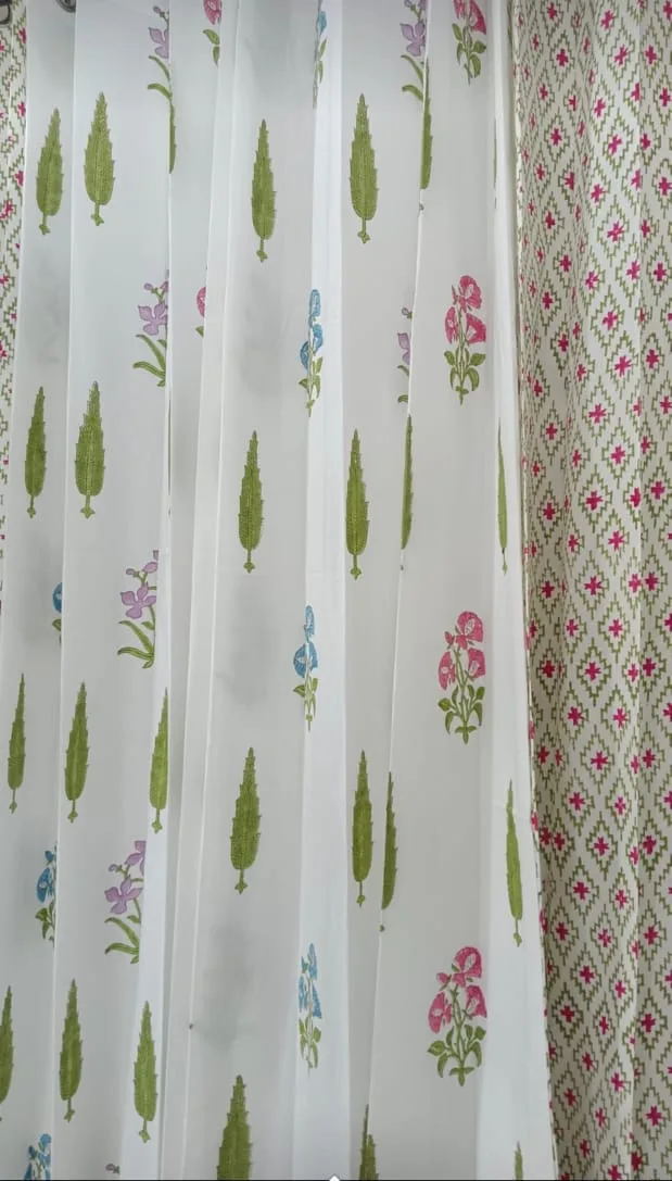 Rani Diamond & Cypress Garden Pure Cotton Curtains original product photograph