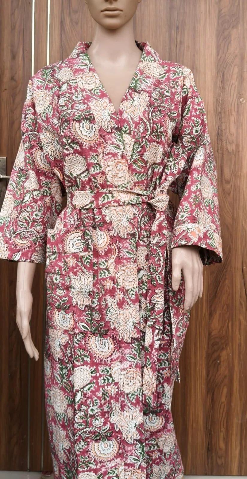 Dusty Rose Floral Jaal Adult Waffle Bathrobe original product photograph