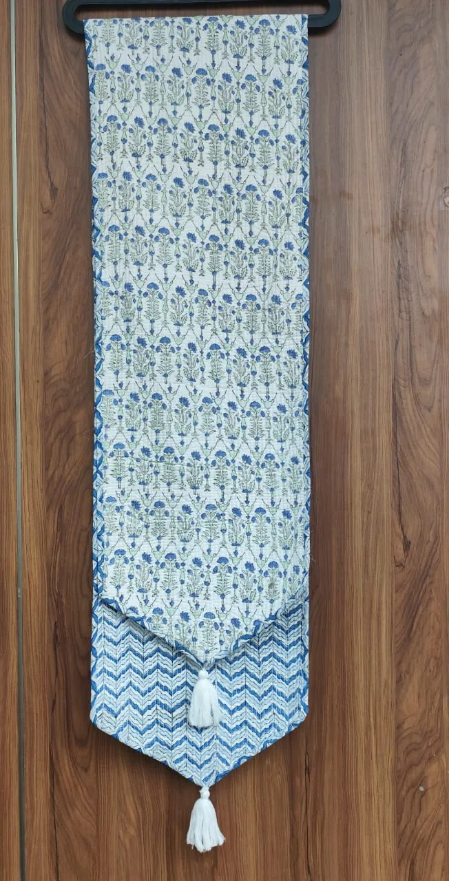 Indigo Sprig Jaal Reversible Quilted Table Runner original product photograph