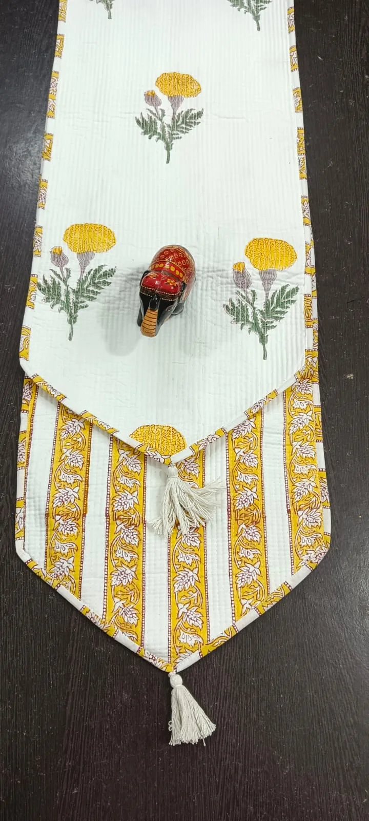 Mustard Marigold Sprig Reversible Quilted Table Runner original product photograph