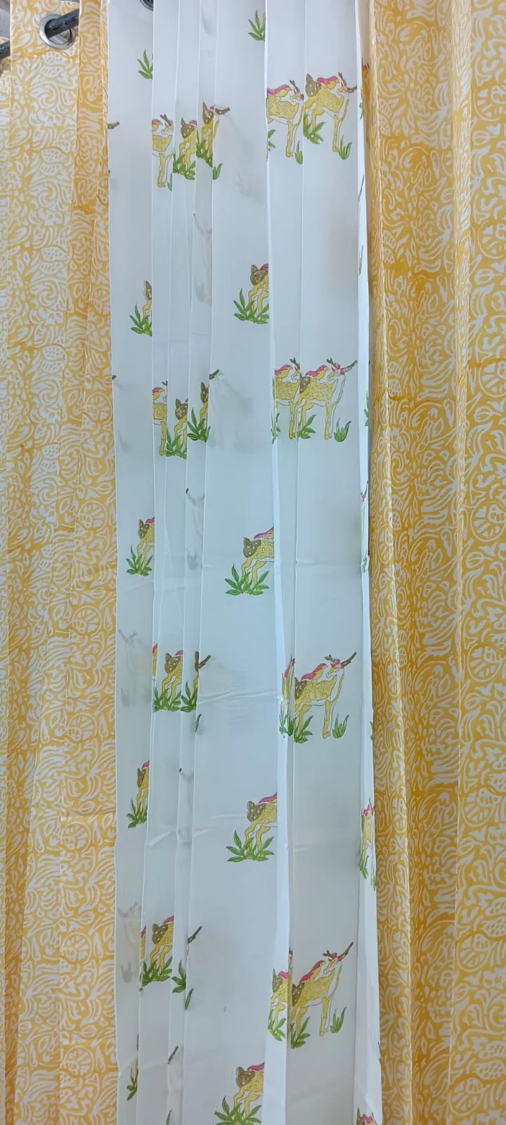 Mustard Floral & Fawn Pure Cotton Curtains original product photograph