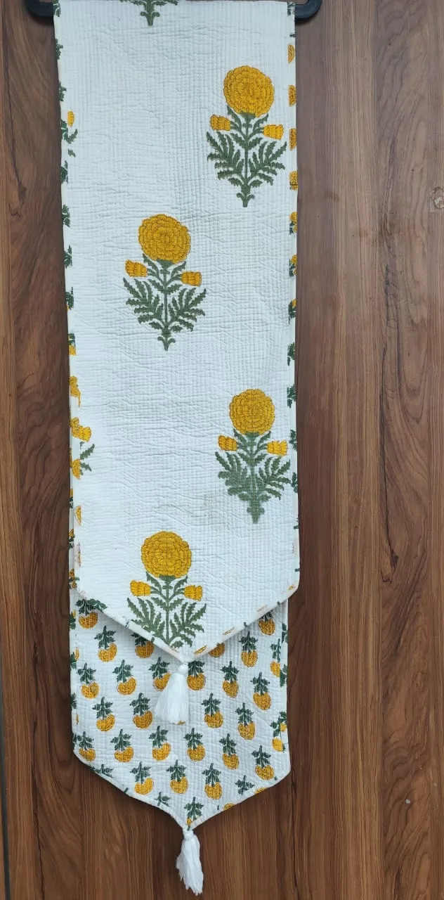 Mustard Marigold Bouquet Reversible Quilted Table Runner original product photograph