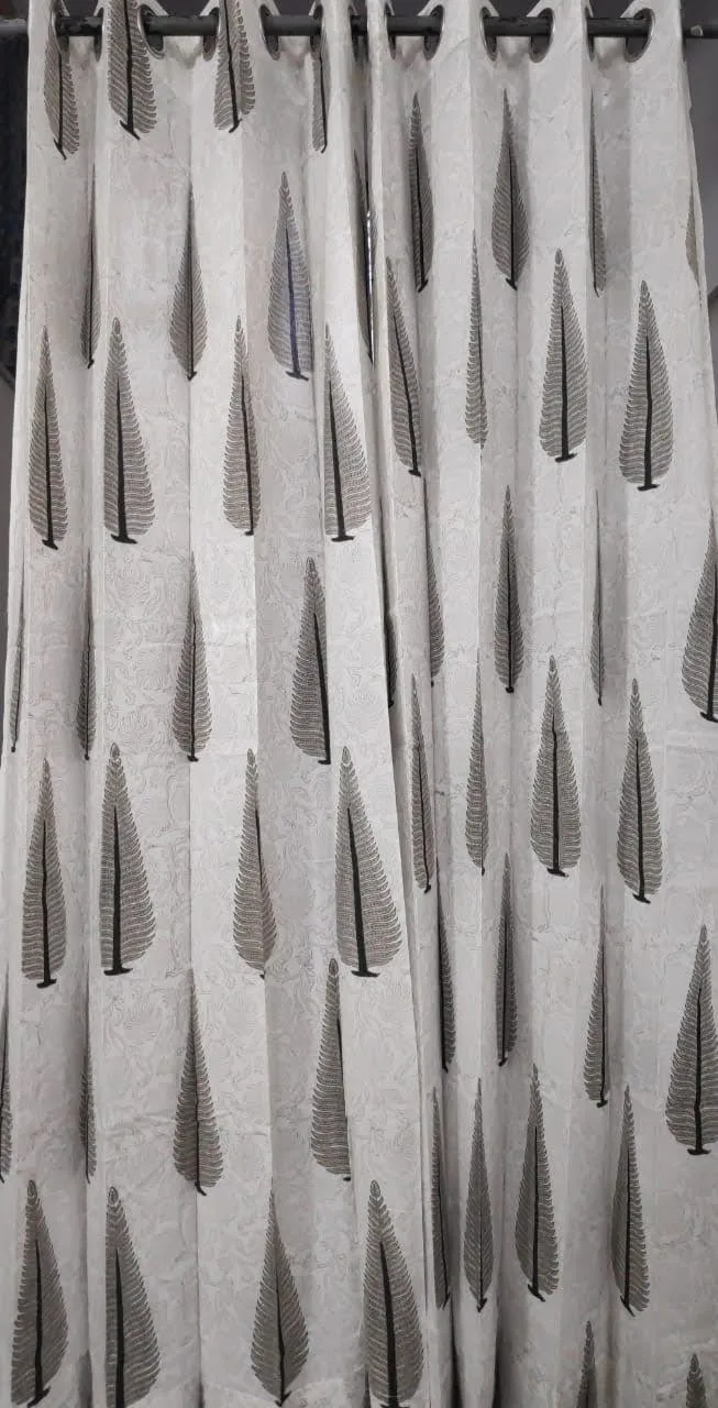 Charcoal Fern Cypress Pure Cotton Curtains original product photograph