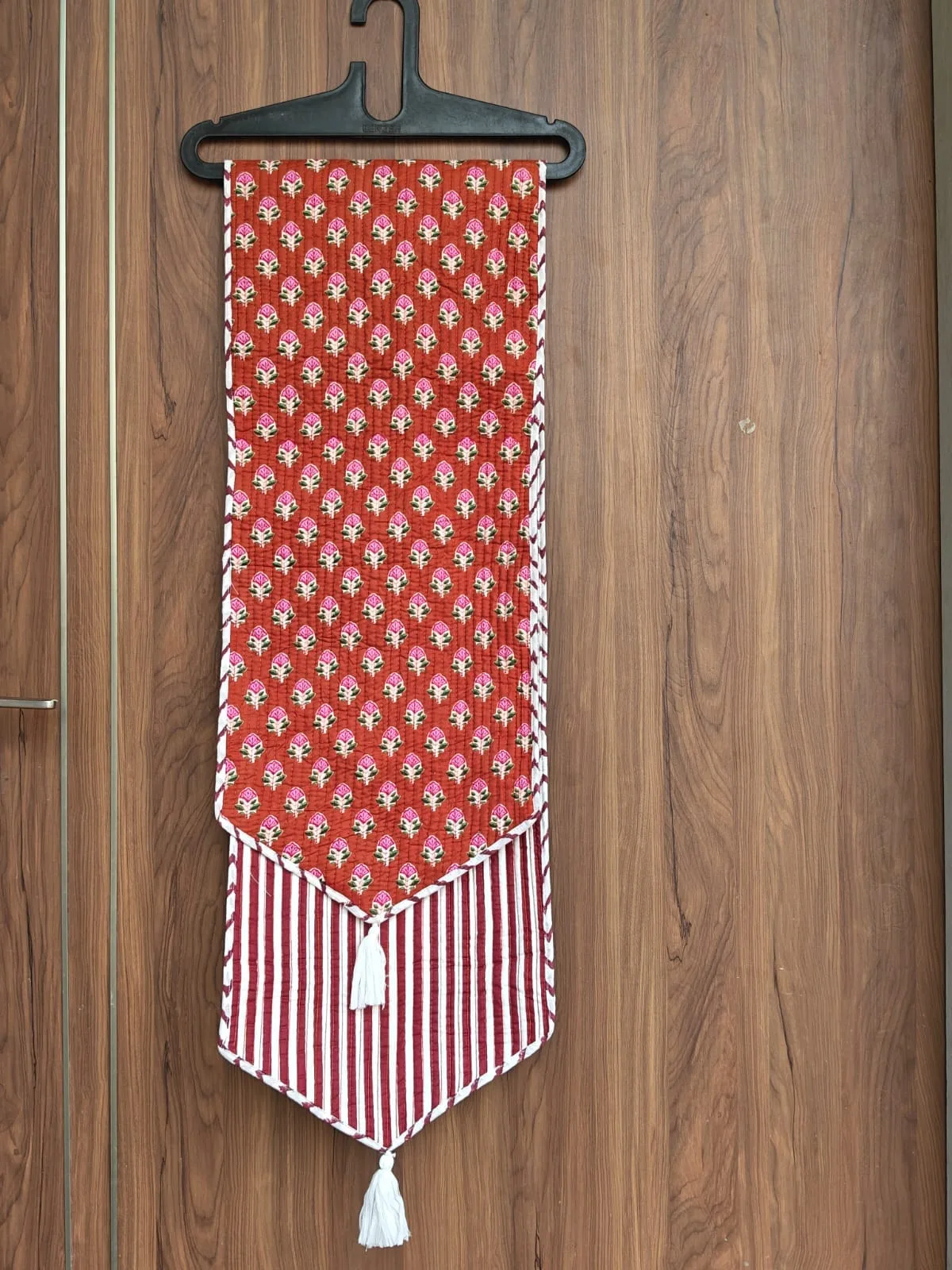 Rust Gulab Buti Reversible Quilted Table Runner original product photograph
