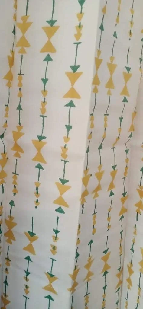 Mustard Teal Geometric String Pure Cotton Curtains original product photograph