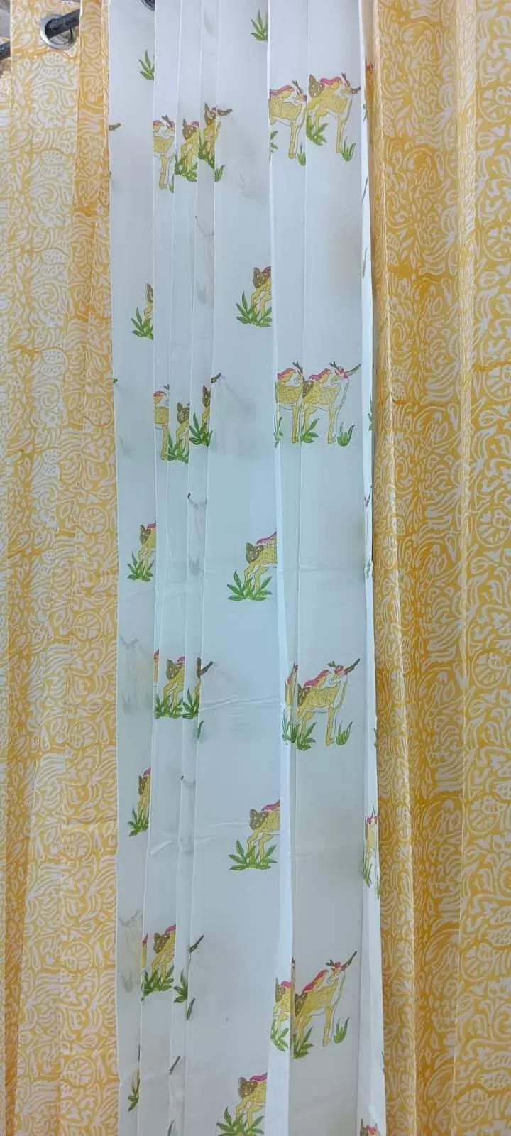 Mustard Texture & Gajraj Meadow Coordinated Pure Cotton Curtains original product photograph
