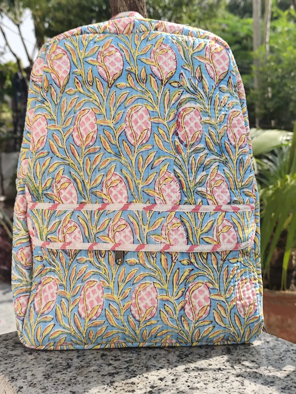 Blue Botanical Buds Quilted Kids Backpack original product photograph